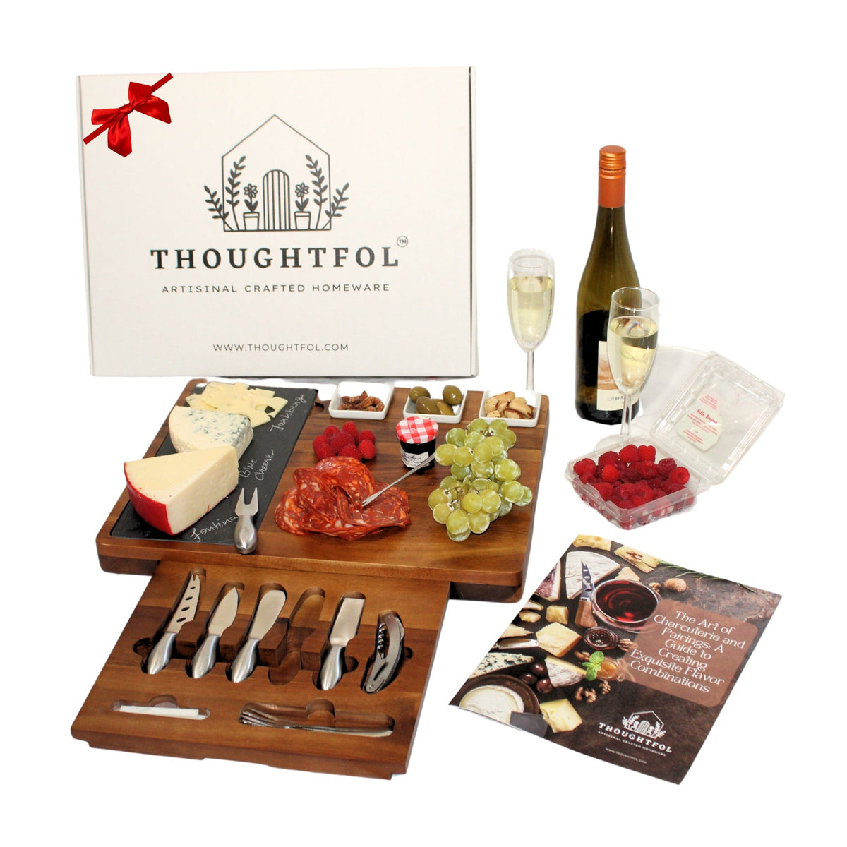 Thoughtfol Charcuterie Sets Exquisite Acacia Wood Charcuterie Board Set with Charcuterie Guide | Thoughtfols Premium Gift Collection: The Ultimate Gift for a food enthusiast | Perfect Gift for Housewarming, Wedding and Welcoming