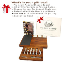 Thoughtfol Charcuterie Sets Exquisite Acacia Wood Charcuterie Board Set with Charcuterie Guide | Thoughtfols Premium Gift Collection: The Ultimate Gift for a food enthusiast | Perfect Gift for Housewarming, Wedding and Welcoming