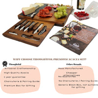 Thoughtfol Charcuterie Sets Exquisite Acacia Wood Charcuterie Board Set with Charcuterie Guide | Thoughtfols Premium Gift Collection: The Ultimate Gift for a food enthusiast | Perfect Gift for Housewarming, Wedding and Welcoming