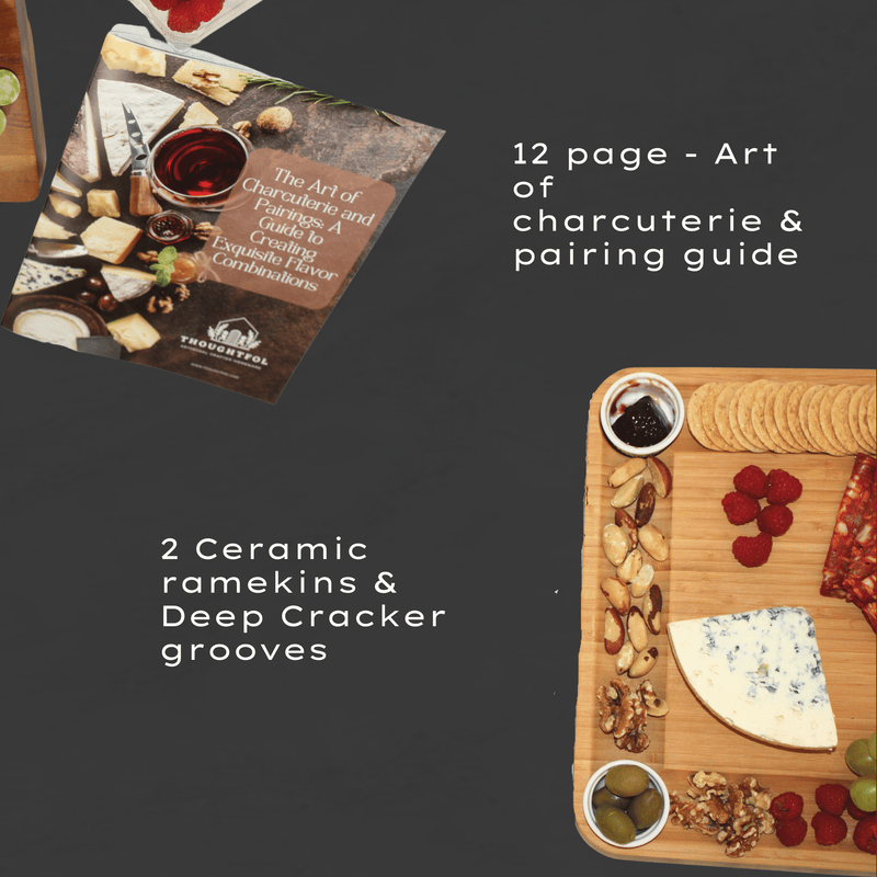 Thoughtfol Charcuterie Sets Thoughtfol Compact Bamboo Cheese Board Set | Charcuterie and Pairing Guide | Large Wooden Board | Unique Housewarming Gift | Perfect for Appetizers, Cheese Platters, Meat and Cheese Trays | Wood Serving Board | The Ultimate Gift for Food Enthusiasts!