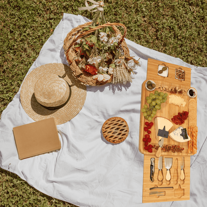 Thoughtfol Charcuterie Sets Thoughtfol Deluxe Bamboo Cheese Board Set | Charcuterie and Pairing Guide | Large Wooden Board | Unique Housewarming Gift | Perfect for Appetizers, Cheese Platters, Meat and Cheese Trays | Wood Serving Board | The Ultimate Gift for Food Enthusiasts!