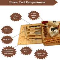 Thoughtfol Charcuterie Sets Thoughtfol Deluxe Bamboo Cheese Board Set | Charcuterie and Pairing Guide | Large Wooden Board | Unique Housewarming Gift | Perfect for Appetizers, Cheese Platters, Meat and Cheese Trays | Wood Serving Board | The Ultimate Gift for Food Enthusiasts!