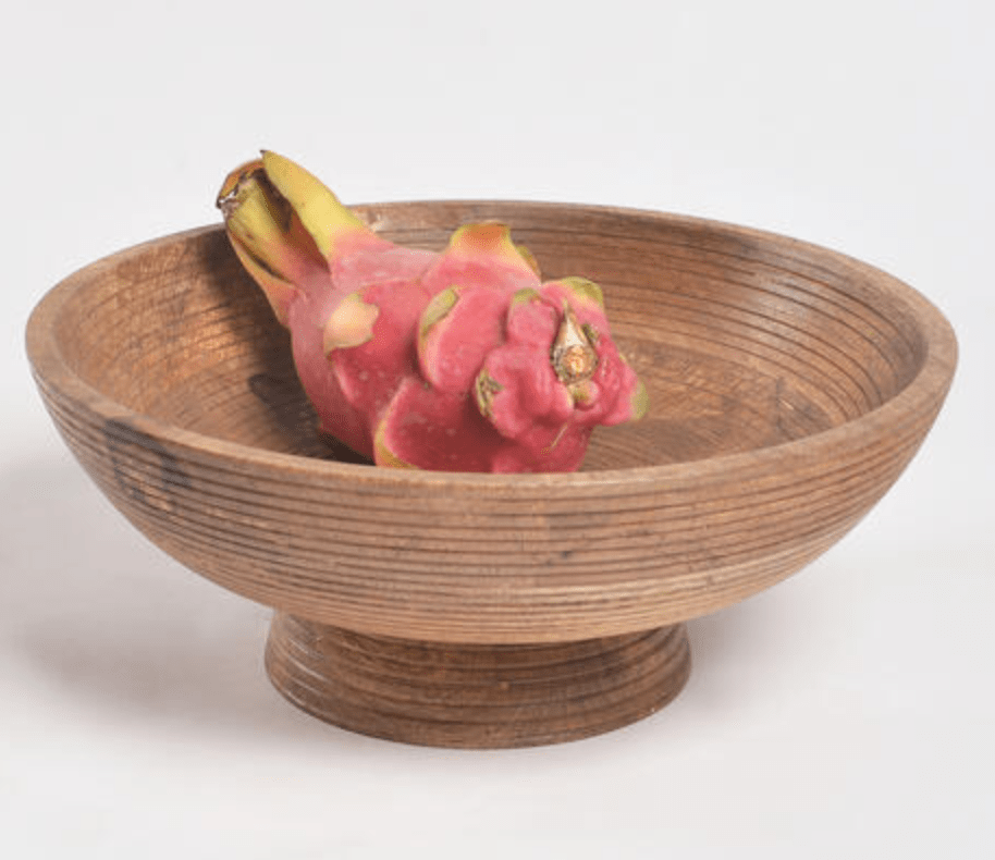 Thoughtfol Fruit Bowl Artistic Mastery: Handmade Mango Wood Large Fruit Bowl - Elevate Your Rustic Interior Styling