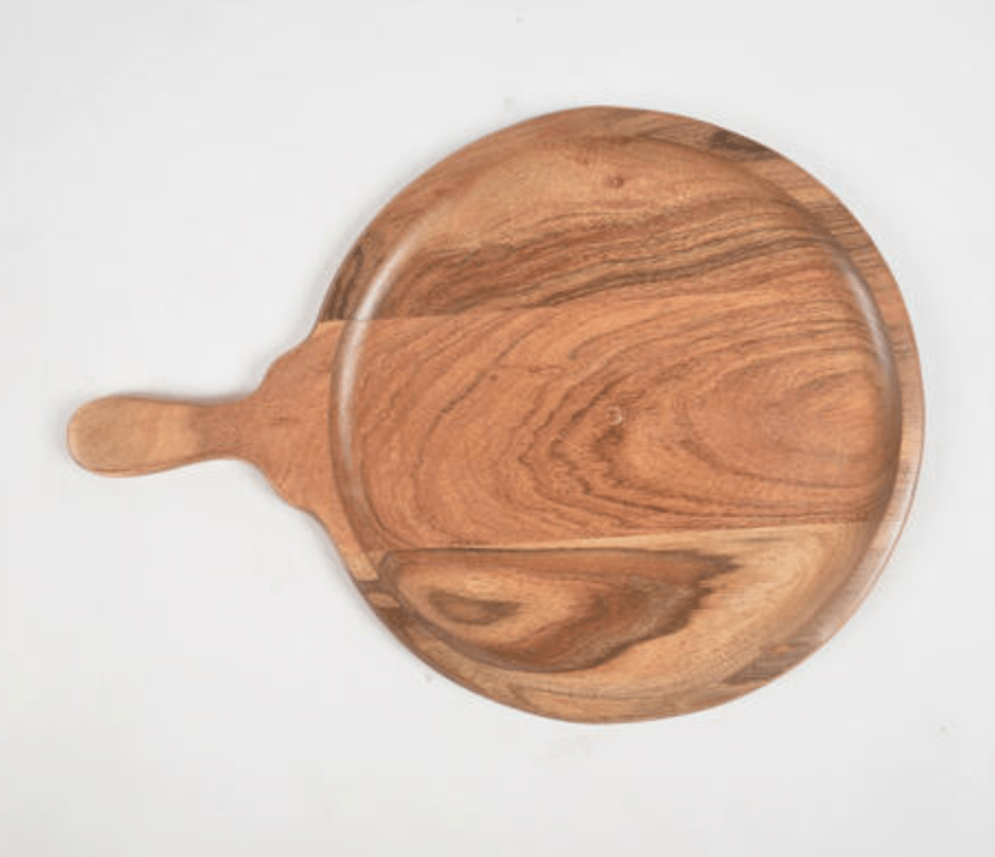 Thoughtfol pizza board Rustic Elegance: Farmhouse Raw Acacia Wood Pizza Platter