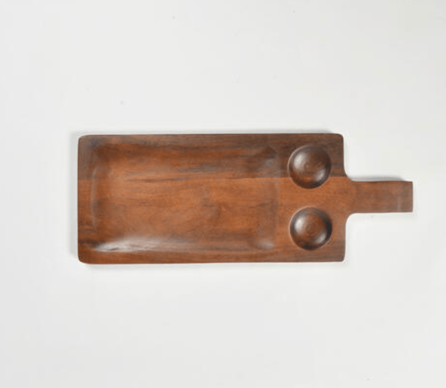 Thoughtfol Serving Board Handcrafted Sophistication: Wooden Chip & Dip Platter