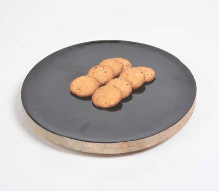 Thoughtfol Serving Board Timeless Sophistication: Matte Noir Enamelled Wooden Platter